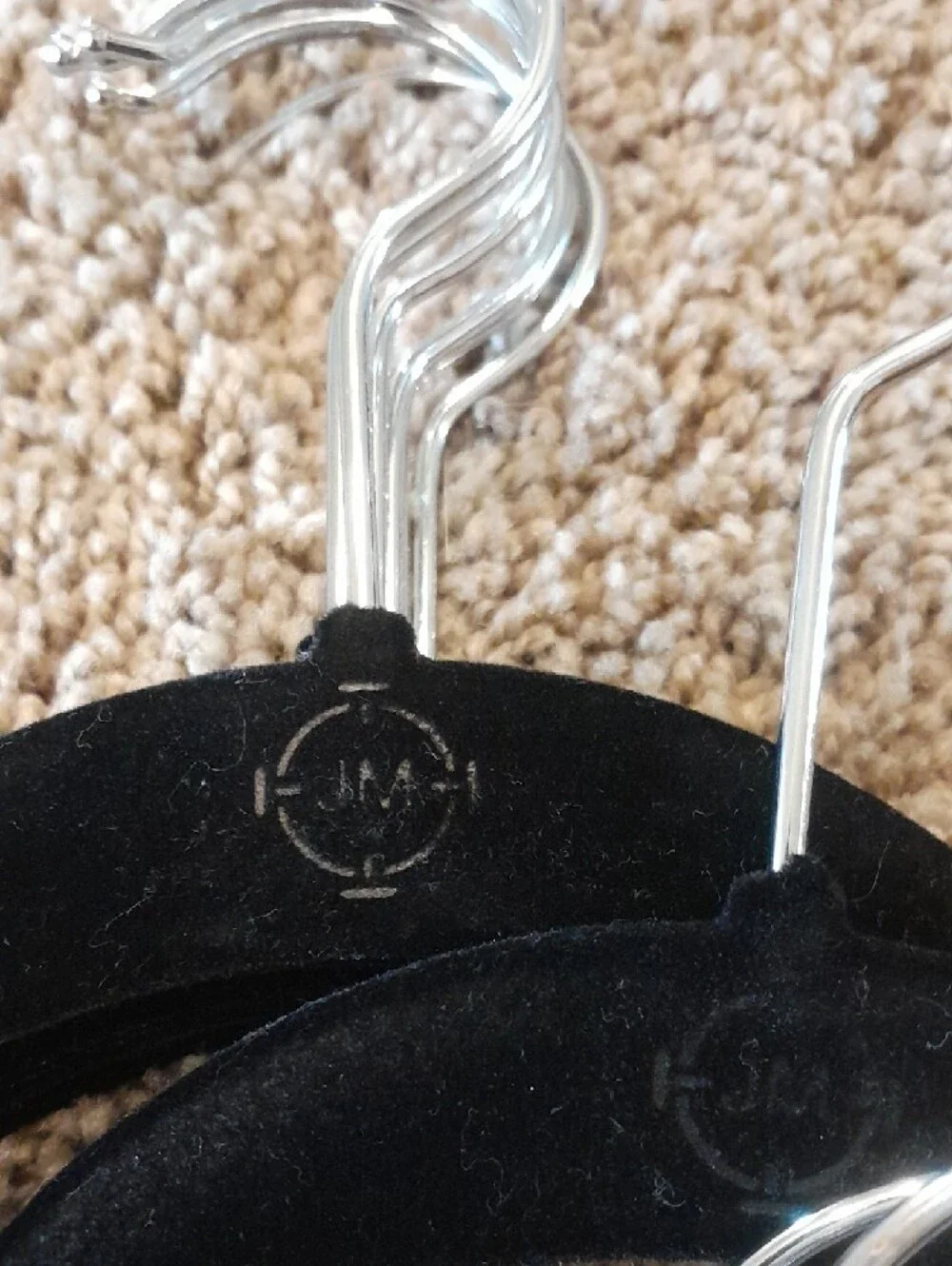 Joy Mangano Black Velvet Non-Slip Clothing Hanger with Clear Plastic Hook